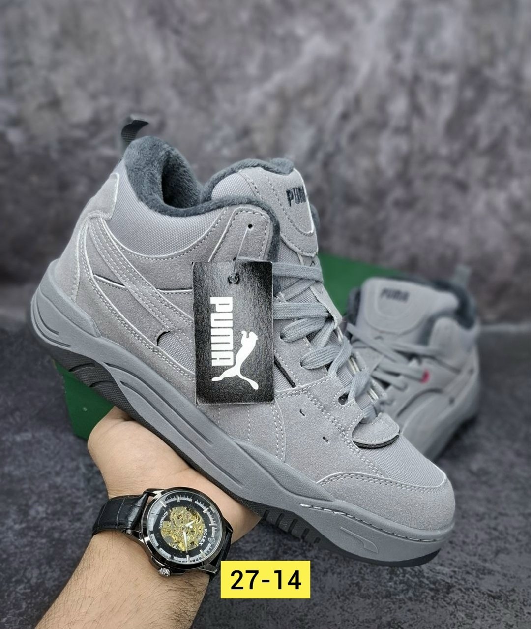 зимние кроссовки puma 180 high цвет серый,puma 180 high winter серые замша мужские,зимние кроссовки puma 180 high,кроссовки puma,кроссовки зимние puma 180 high серые