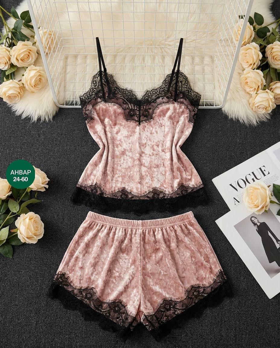 зеленая бархатная пижама,пижама женская кружевная,одежда для сна женская,пижама с шортами и топом велюровая кружевная,пижама из бархата