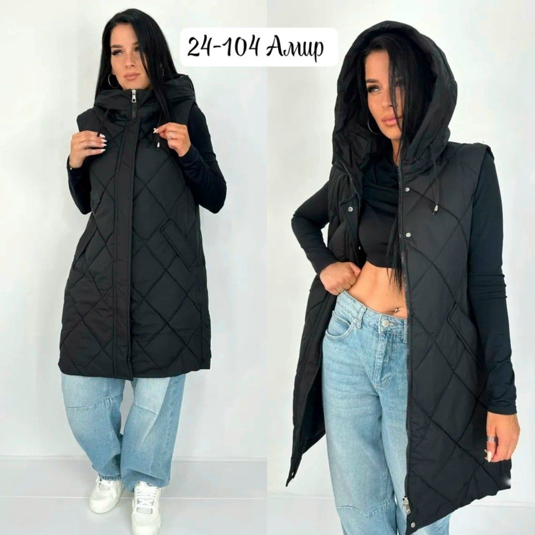 жилетка удлиненная,жилет удлиненный женский,жилетка с капюшоном,жилетка женская,жилетка плащевка