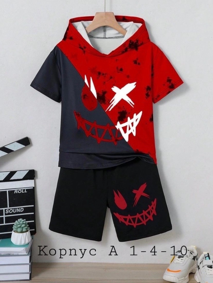 одежда для мальчика,комплект одежды для мальчика,футболка с короткими рукавами и принтом паутины + удобные шорты для мальчиков в комплекте 100cm,костюм для мальчика,костюм детский человек паук