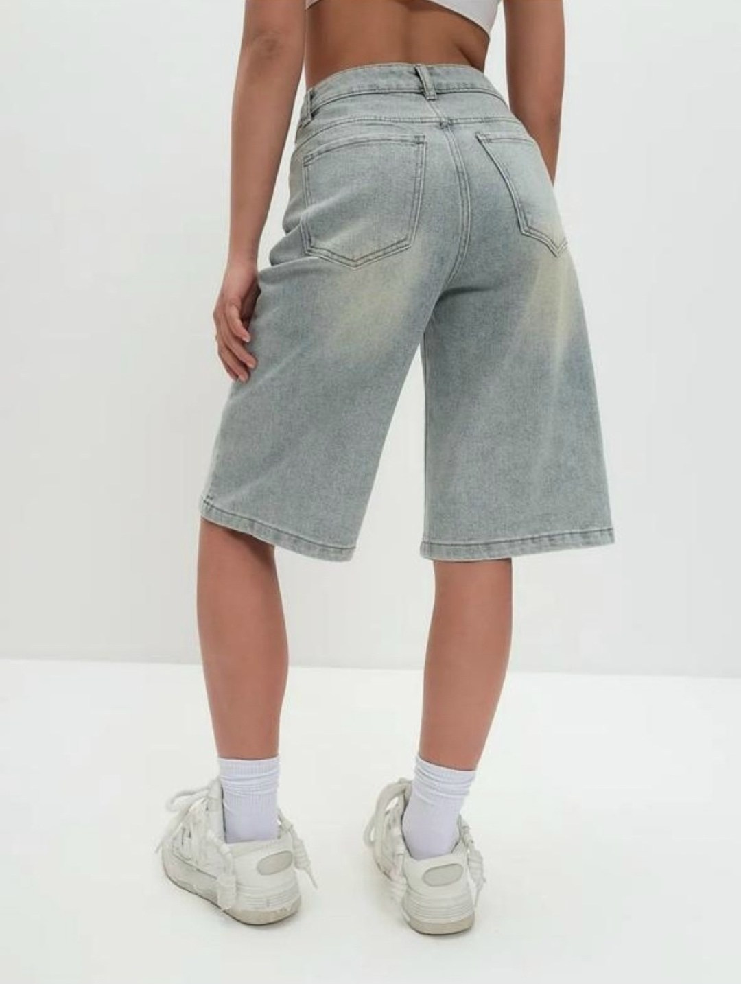 шорты женские джинсовые,шорты-бермуды джинсовые до колена с высокой посадкой befree,джинсовые шорты,джинсовые шорты бермуды,шорты-бермуды джинсовые с высокой посадкой