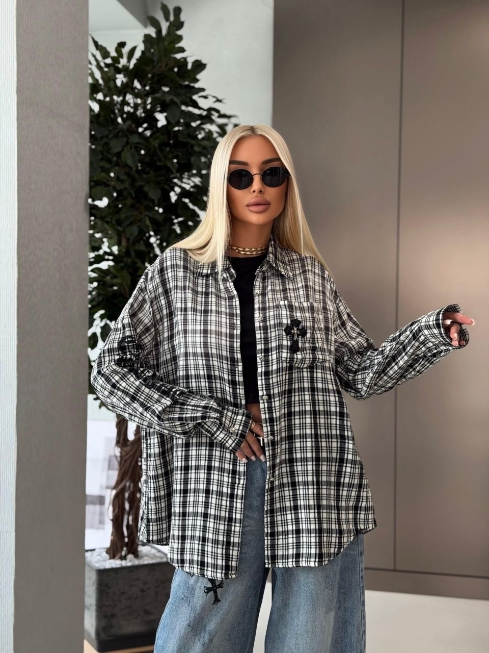 рубашка в клетку женская,женская рубашка оверсайз в клетку,стильная рубашка,рубашка в клетку,рубашка