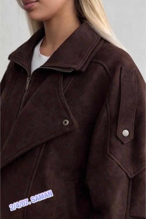 косуха коричневая оверсайз винтажная кожаная куртка aftfbasic,косуха коричневая оверсайз винтажная кожаная куртка aftfbasic 206679483,кожаная куртка,женская куртка,куртка замшевая