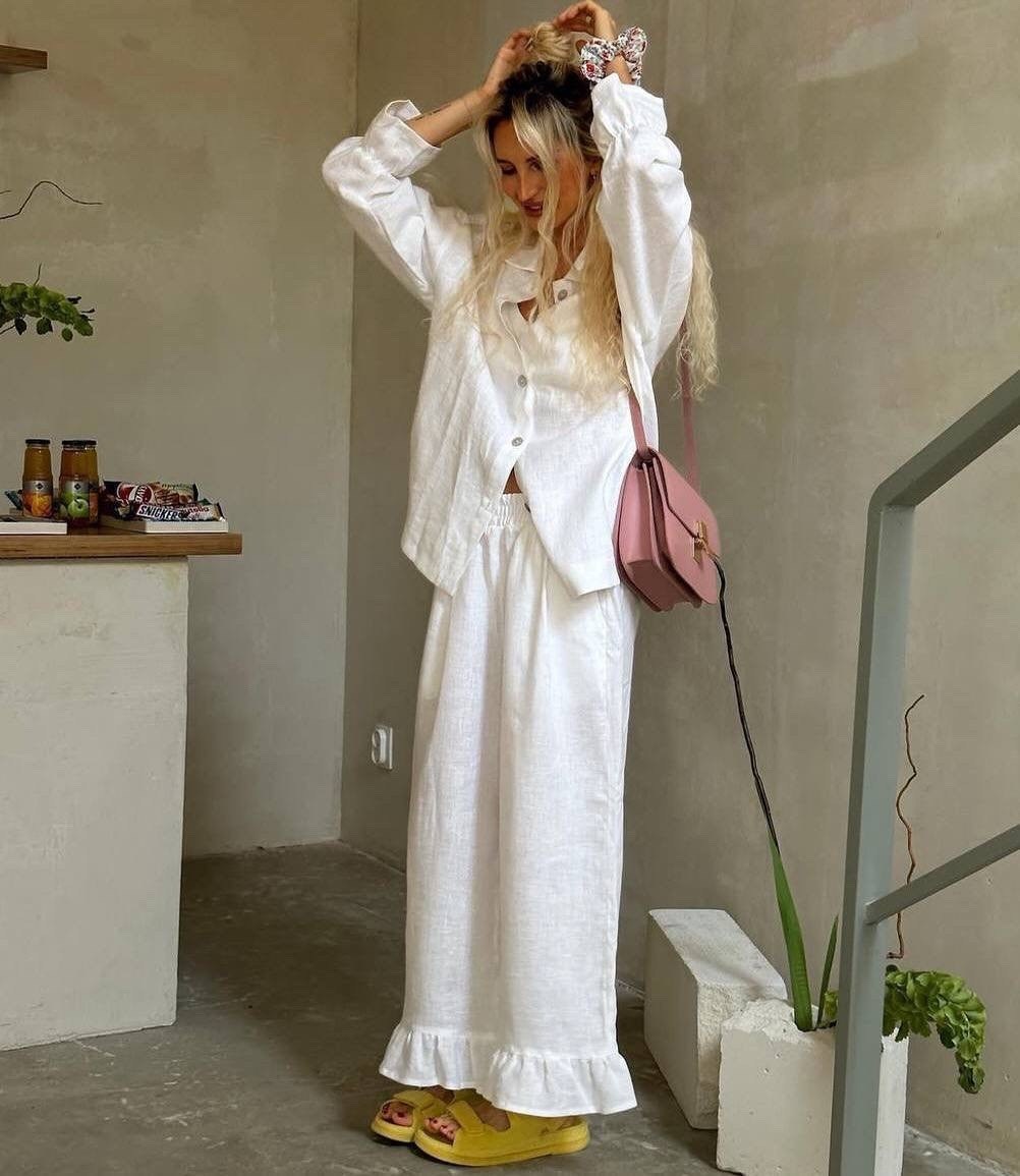 костюм с брюками палаццо,костюм льняной женский,брючный костюм,летние брючные костюмы