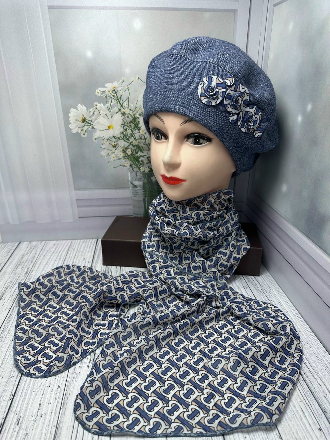 комплект берет с шарфом,шарфы для женщин,шапка для женщин,комплекс берет со шарф,шапка и платок