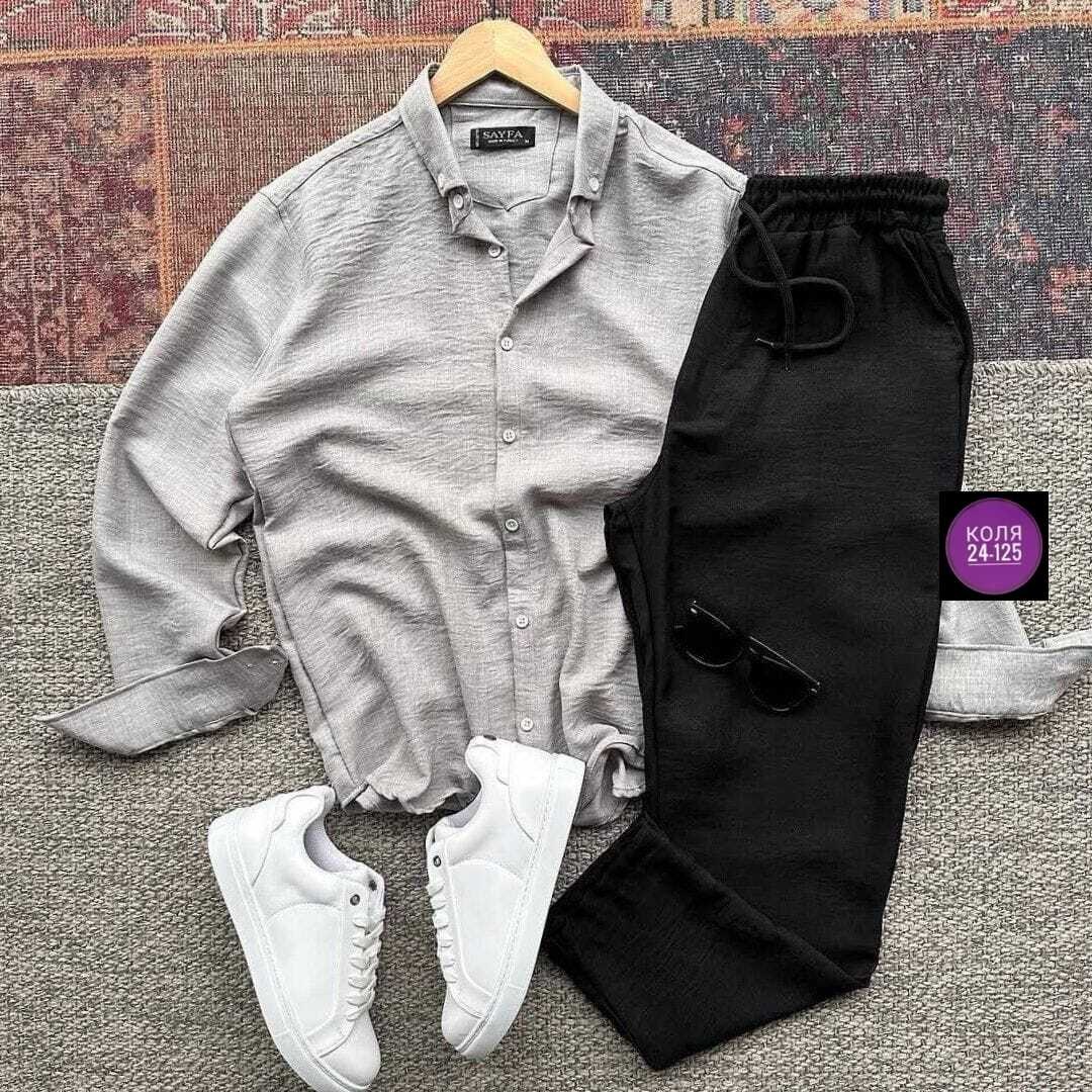 летние мужские костюмы,мужская мода,костюм брючный с рубашкой,бежевый костюм,комплект рубашка и брюки