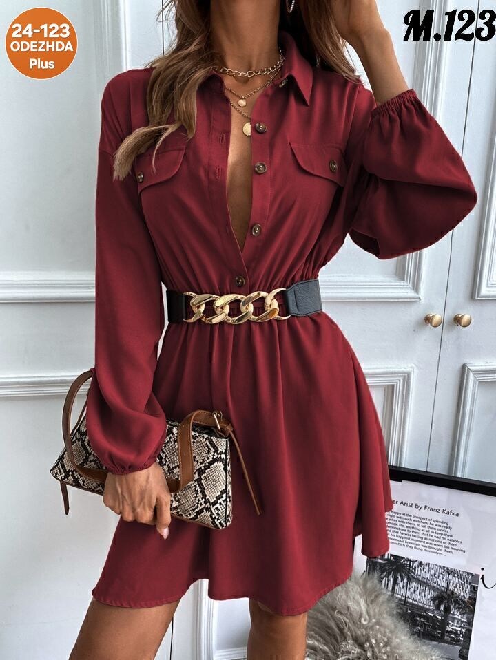 shein essnce платье-рубашка с рукавами-фонариками,женское платье,платье с ремешком,платье-рубашка,платье рубашка женское