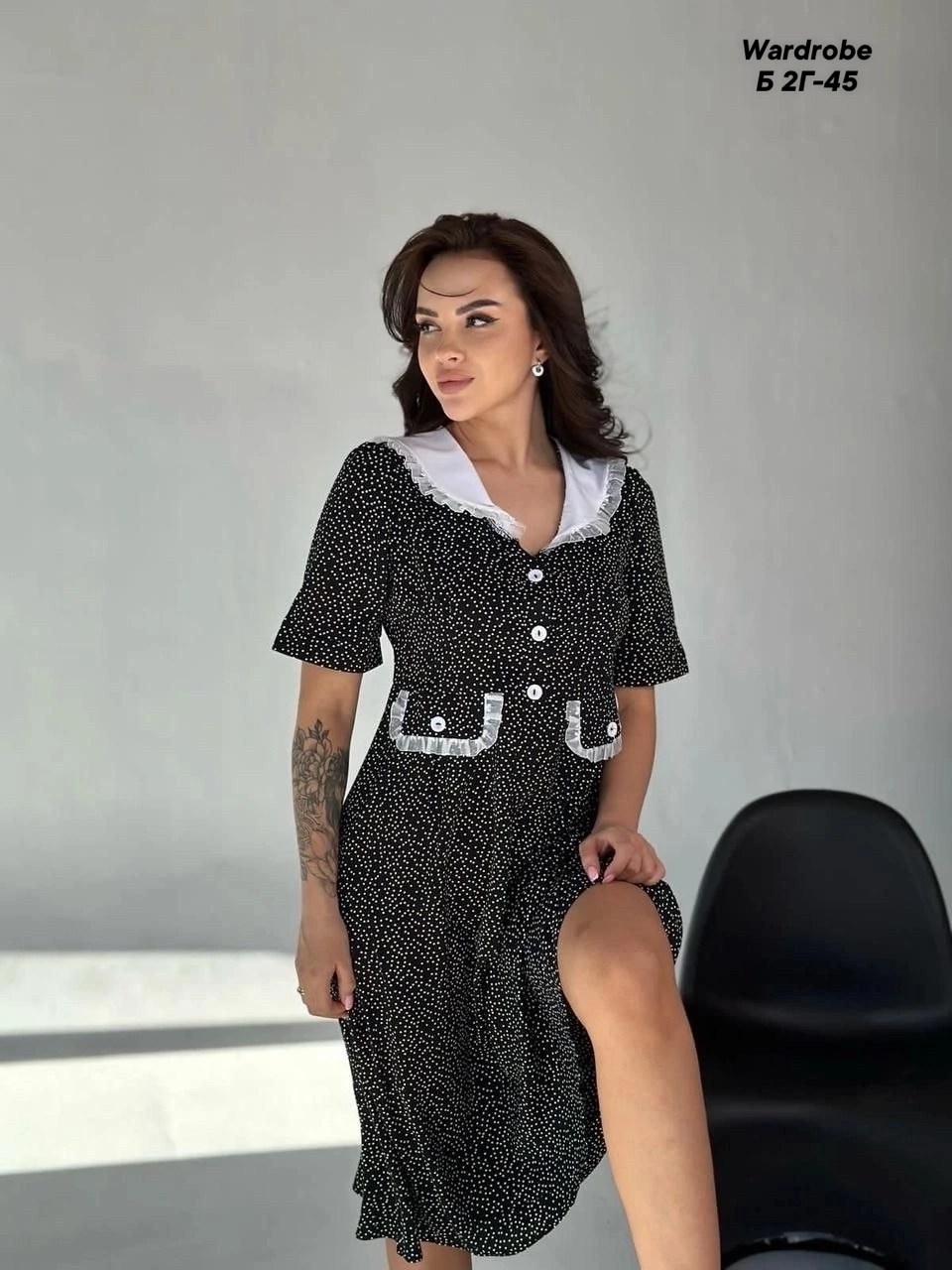 женское платье,элегантное женское платье,платье,платье миди в горох,элегантное платье