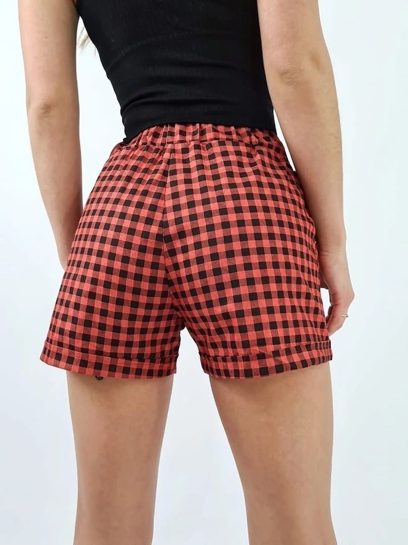 шорты женские домашние ж-1 (клетка красная),шорты женские,шорты в клетку,шорты в клетку женские,шорты женские домашние