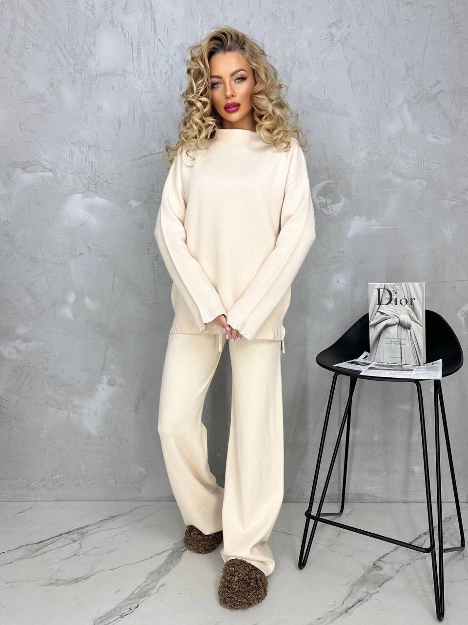 вязаный костюм с брюками палаццо,трикотажные костюмы,костюм с брюками,вязаные костюмы,женский трикотажный костюм