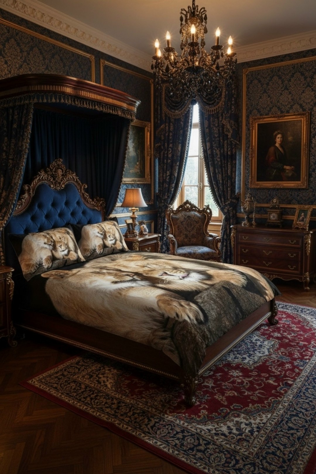 королевская спальня,спальня в стиле барокко,готическая спальня,роскошные спальни,интерьер