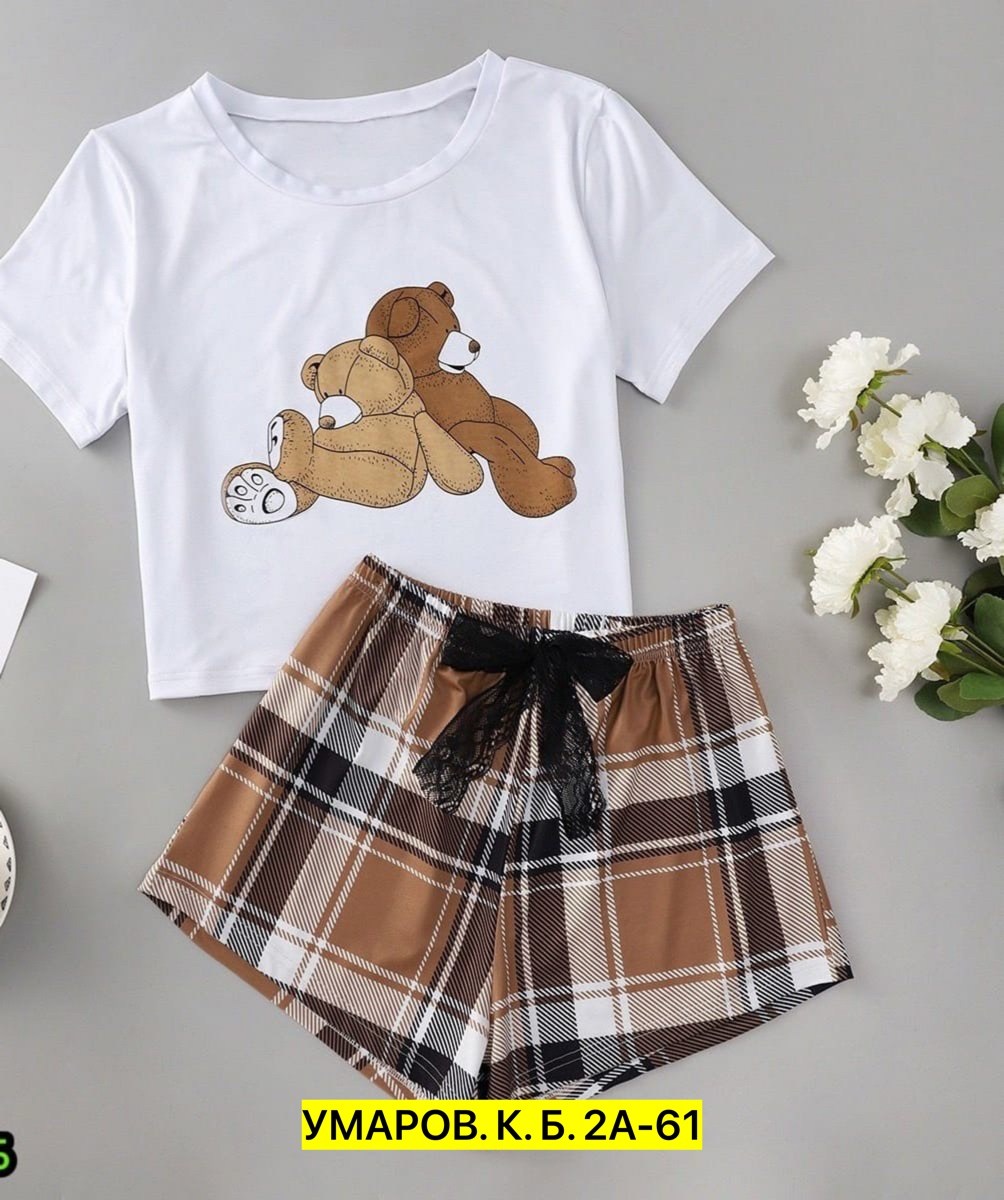 комплект женской пижамы,пижама шорты футболка,пижама женская футболка и шорты,пижама женская (футболка и шорты) kaftan christmas time размер 40-42,пижама женская с шортам