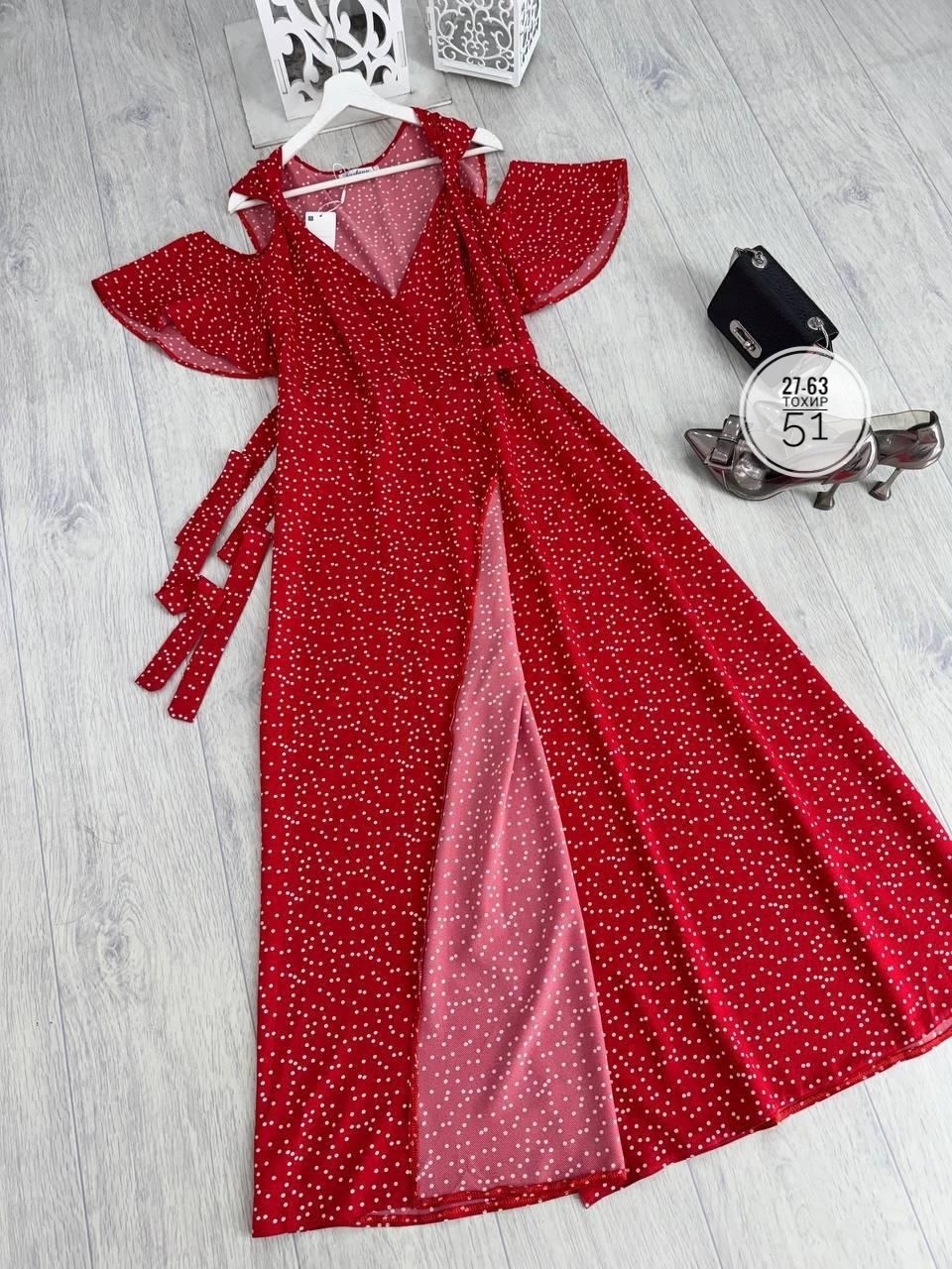 красное платье в горошек,женское летнее платье макси,длинное платье летнее,длинное платье в горошек,платье в пол летнее