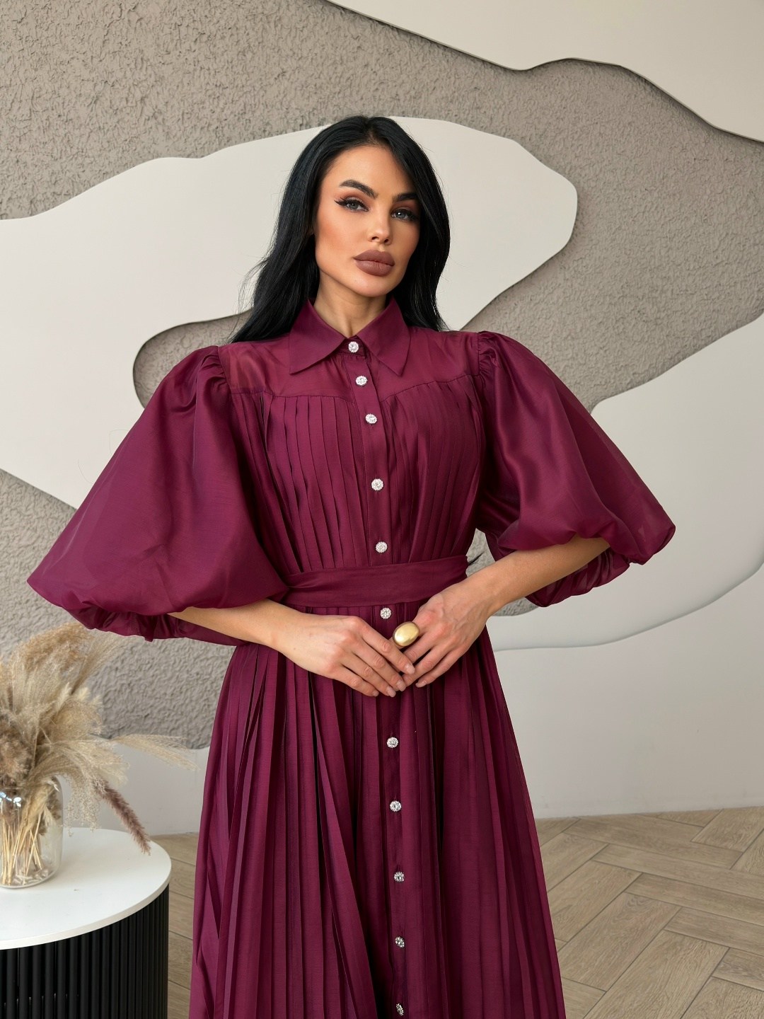 шифоновое платье,платья,платья в пол,платье плиссе,бордовое платье