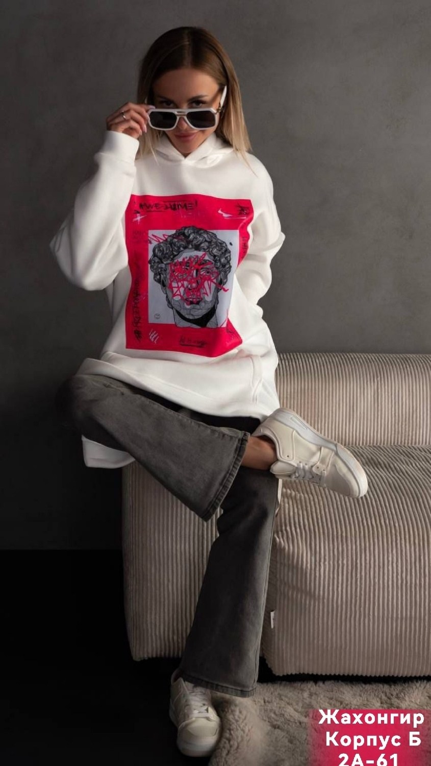 свитшот женская,толстовка оверсайз с капюшоном и принтом,толстовка модная,худи оверсайз,худи женская