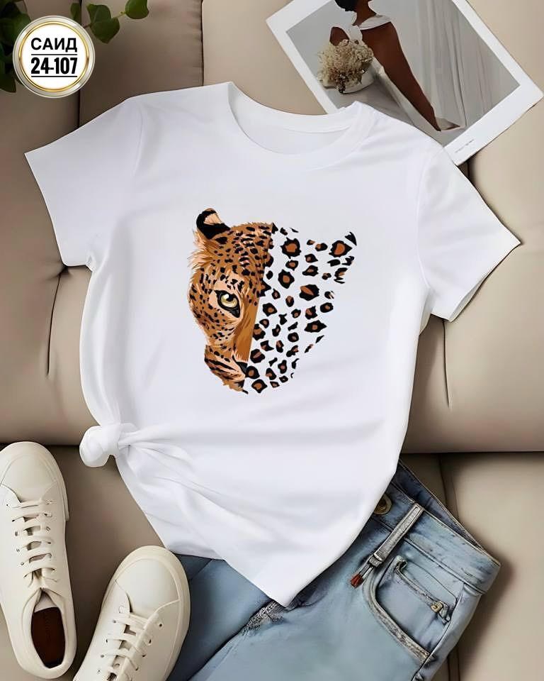 футболка белая с леопардовым принтом женская,футболка с леопардом,женские футболки maycaur с леопардовым принтом,футболка с леопардовым принтом,женская футболка с леопардовым принтом