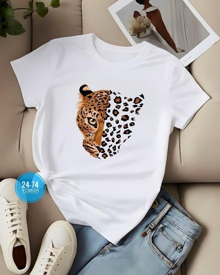 футболки женская,футболка с леопардом,женские футболки с принтом,футболки модные,стильная футболка с принтом