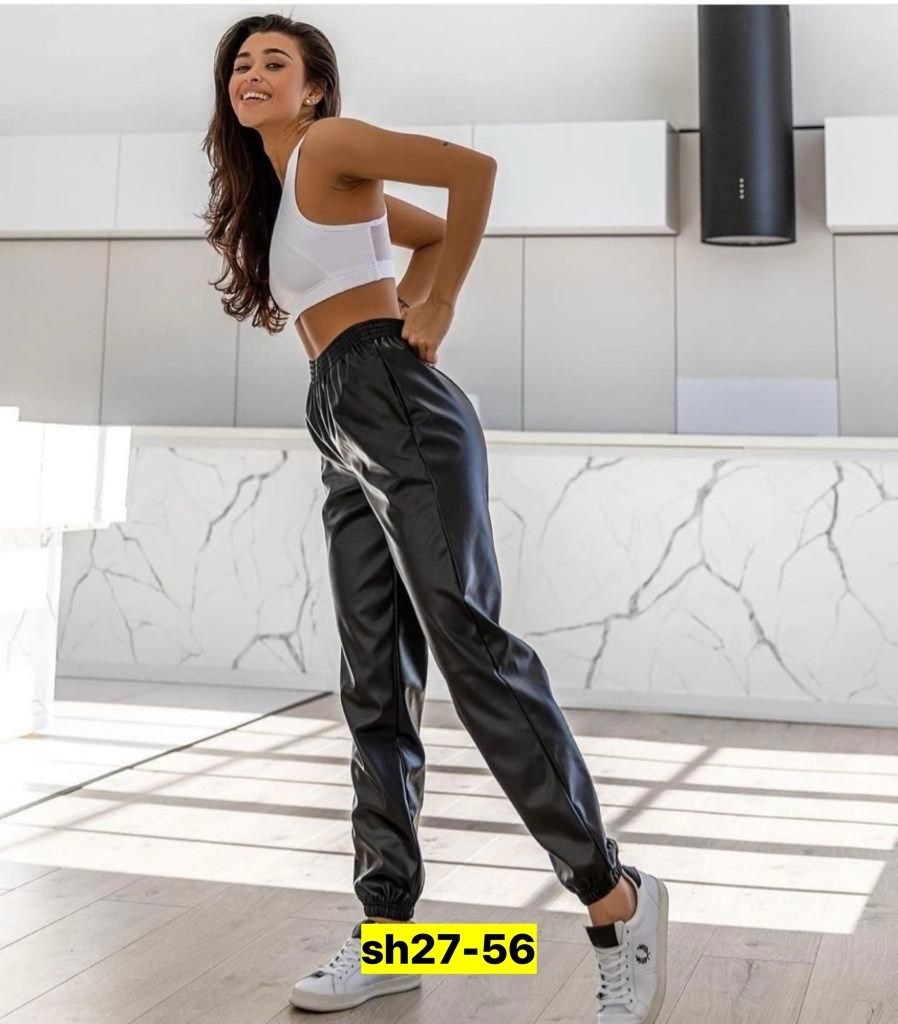 повседневные брюки,брюки женские,джоггеры женские,брюки джоггеры из экокожи,модные брюки