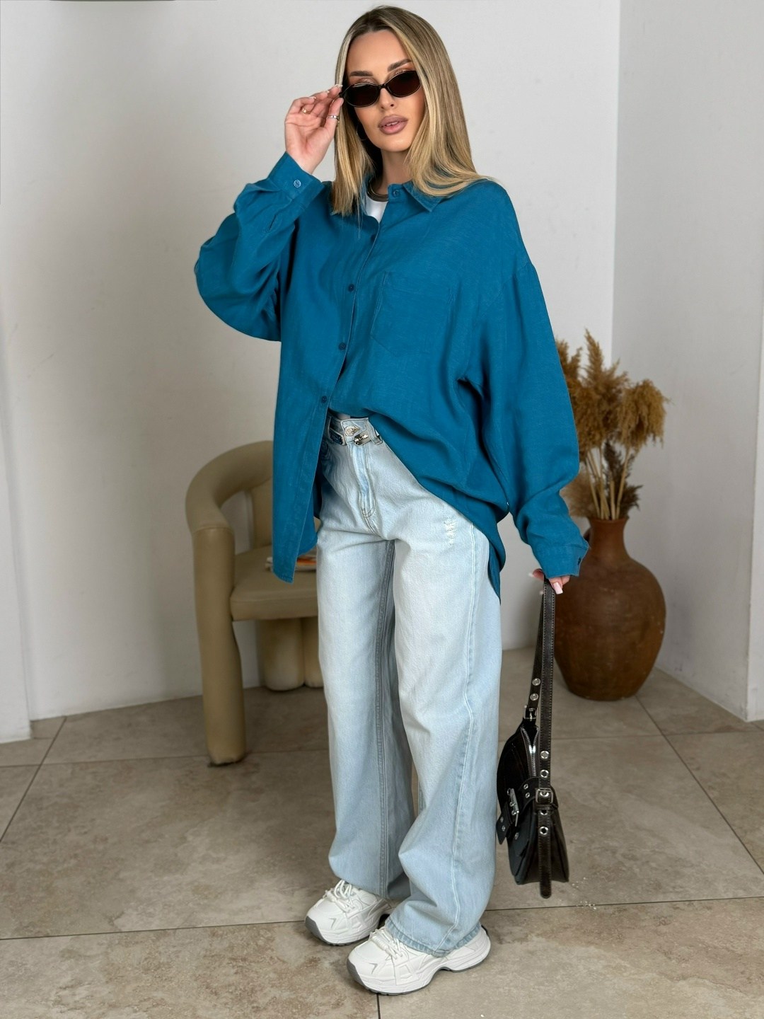 рубашка оверсайз изо льна с длинным рукавом sonet оранжевый,рубашка женская,оверсайз рубашка,женская рубашка оверсайз,рубашка оранжевая