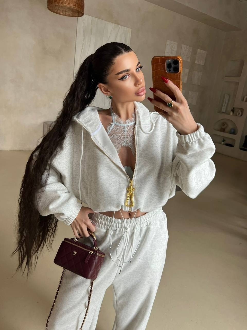 спортивный костюм на молнии оверсайз rainbow yan 329393083,стильный костюм,спортивный костюм,женский спортивный костюм,спортивный костюм велюр на замке оверсайз gk outfit