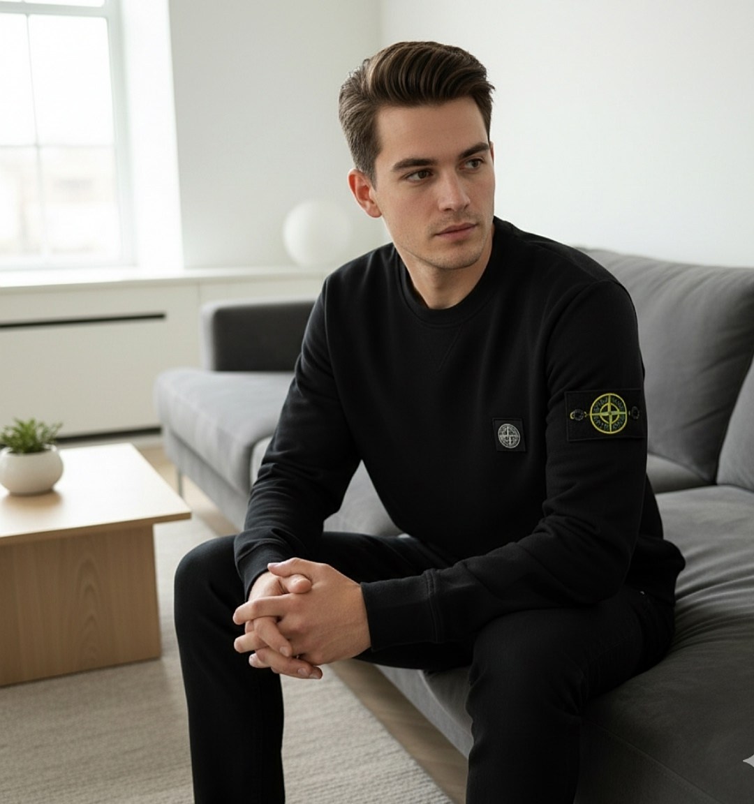 свитшот stone island,свитшот чёрного цвета stone island compass-patch,кофта стон айленд,свитшот мужской stone island,мужской свитшот stone island чёрного цвета compass-patch