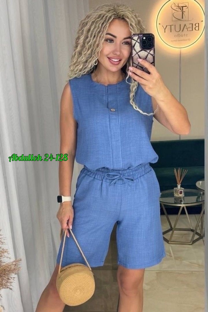 женский костюм с шортами,летние костюмы женские, ,костюм с шортам,льняной костюм с шортами
