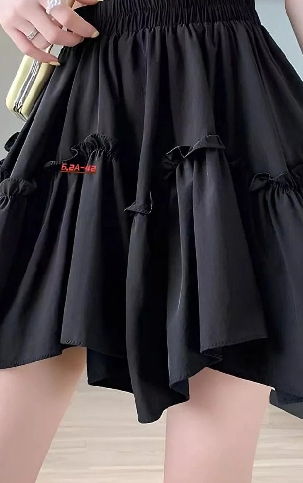 юбка мини,чёрная женская юбка,юбка,юбка с оборками,юбка в корейском стиле