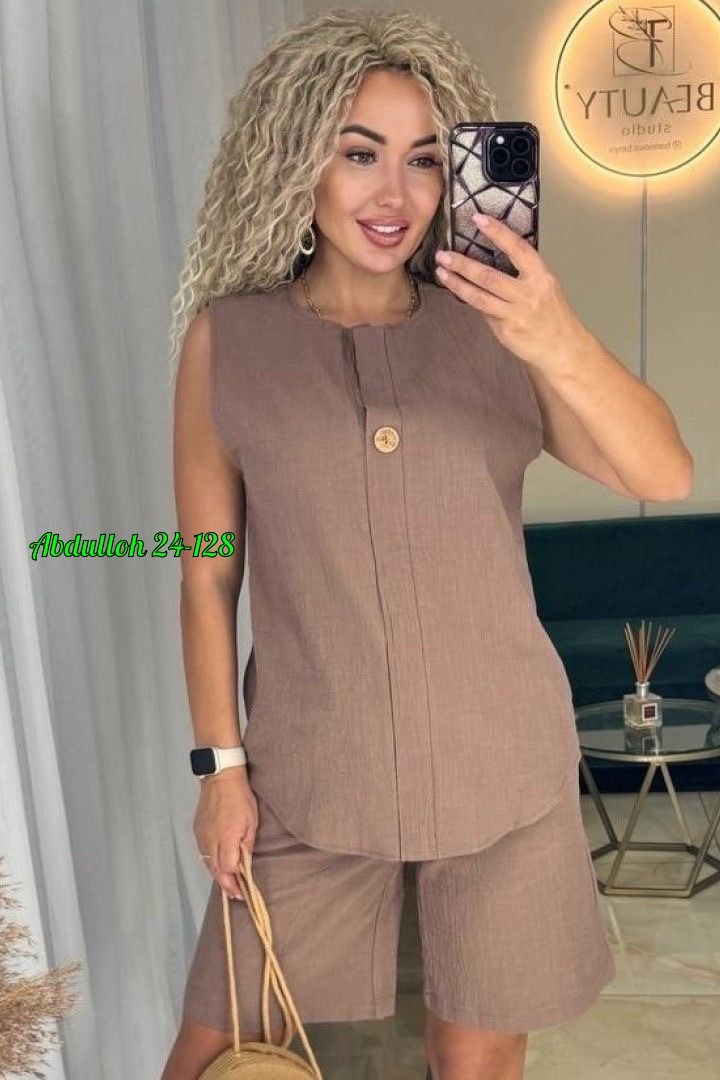 женский костюм с шортами,летние костюмы женские, ,костюм с шортам,льняной костюм с шортами