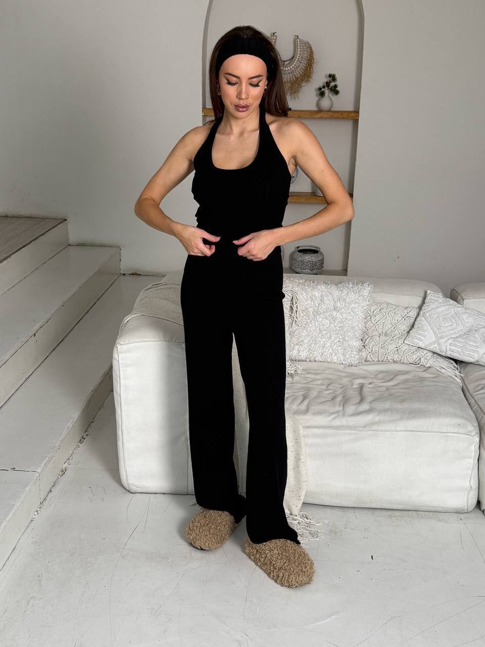 костюм с брюками трикотажный,широкие брюки,трикотажный брючный костюм,пижама со штанами,одежда для дома