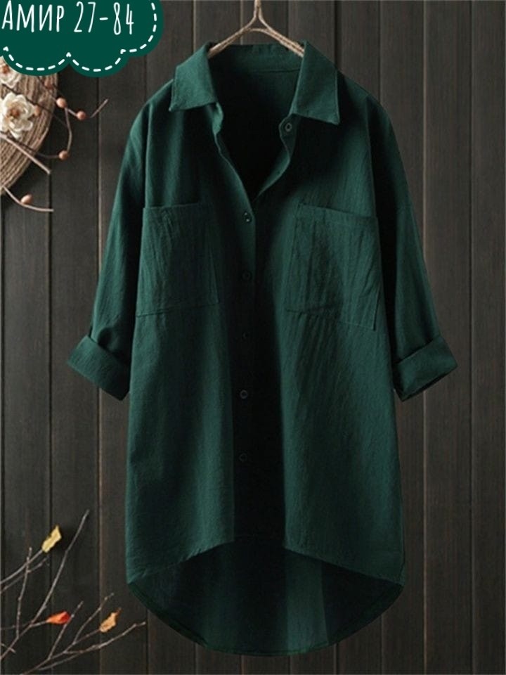 женская рубашка оверсайз из хлопка,льняная рубашка оверсайз,женская повседневная однотонная рубашка,длинная рубашка,повседневная рубашка