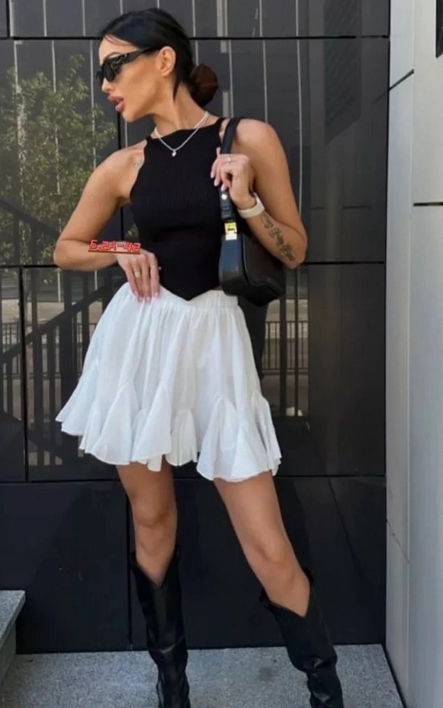 юбка мини,чёрная женская юбка,юбка,юбка с оборками,юбка в корейском стиле