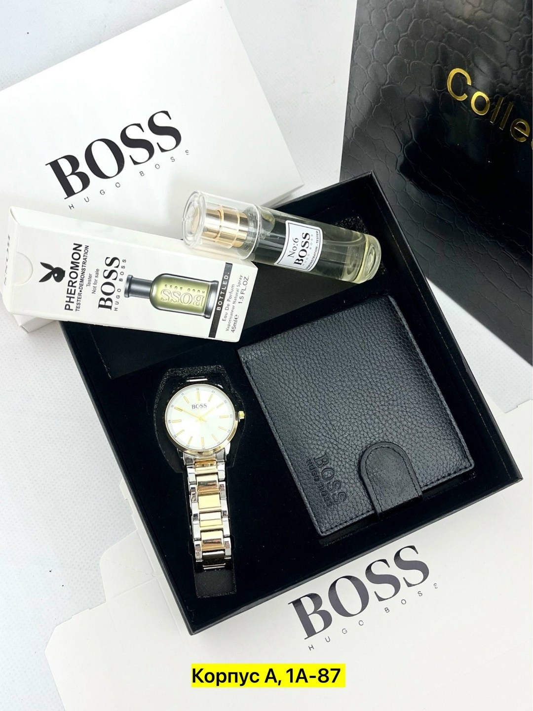 мужской кошелек hugo boss,подарочный набор мужской,подарочный набор boss,мужские наборы,мужской набор hugo boss