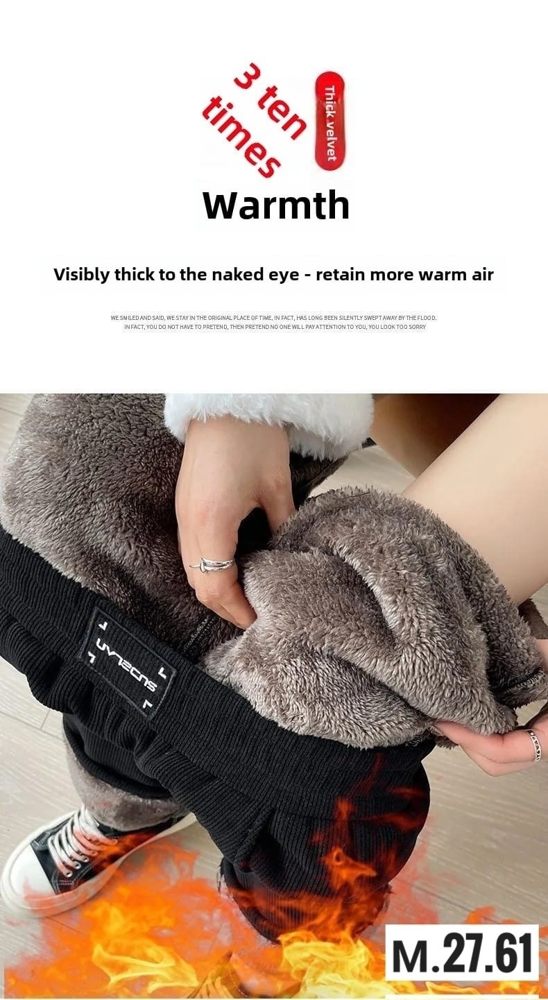 теплые брюки,теплые зимние брюки,теплые прямые корейские брюки из овечьей шерсти,брюки плюшевые,теплые широкие брюки