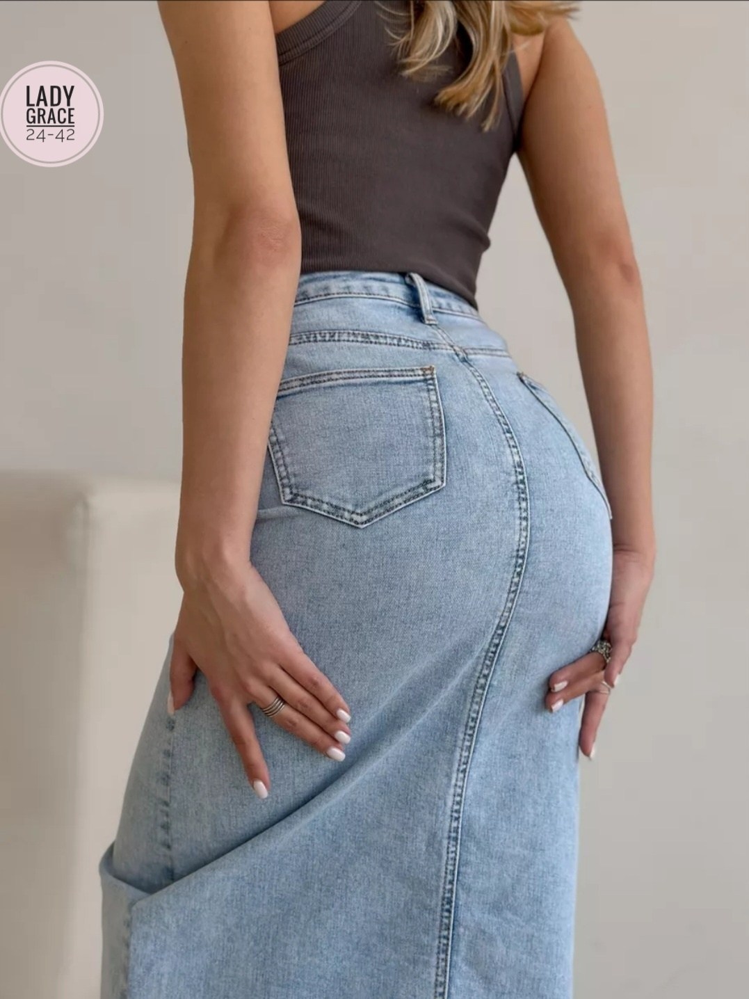 джинсовая юбка,джинсовая юбка длинная,джинсовая юбка миди,юбка джинсовая женская,юбка миди джинсовая с разрезом спереди ниже колен