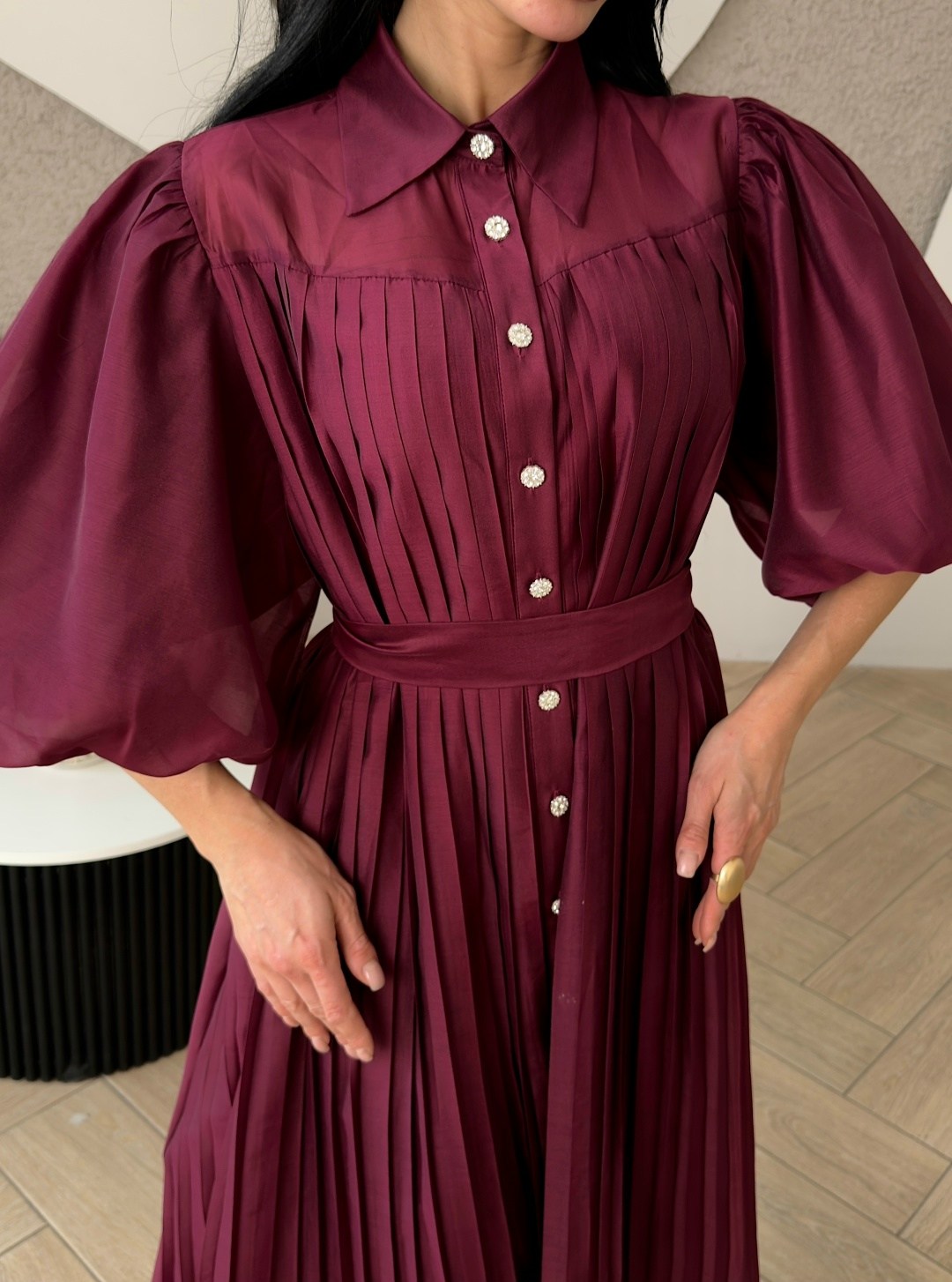 шифоновое платье,платья,платья в пол,платье плиссе,бордовое платье