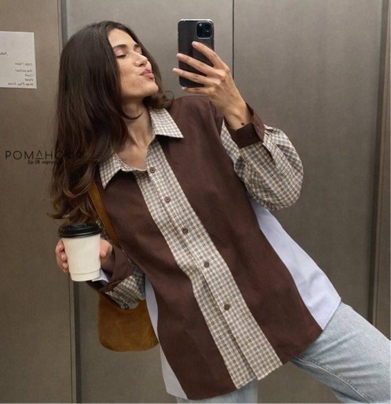 рубашка женская,стильная клетчатая рубашка,рубашка модная,стильная рубашка