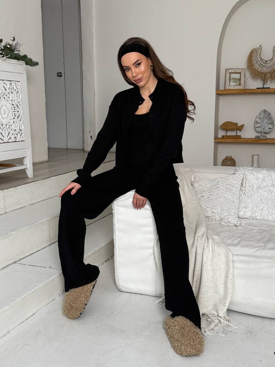 костюм с брюками трикотажный,широкие брюки,трикотажный брючный костюм,пижама со штанами,одежда для дома