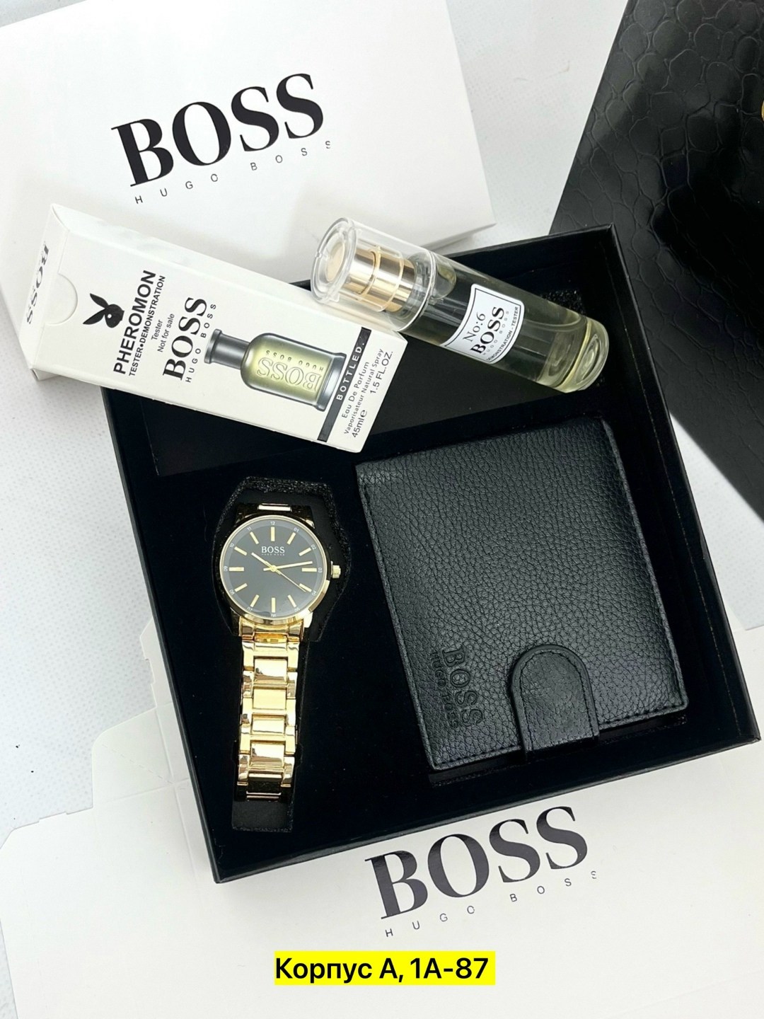 мужской кошелек hugo boss,подарочный набор мужской,подарочный набор boss,мужские наборы,мужской набор hugo boss