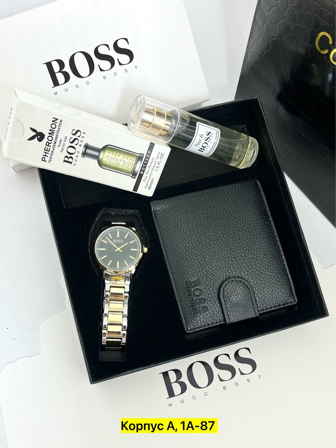 мужской кошелек hugo boss,подарочный набор мужской,подарочный набор boss,мужские наборы,мужской набор hugo boss