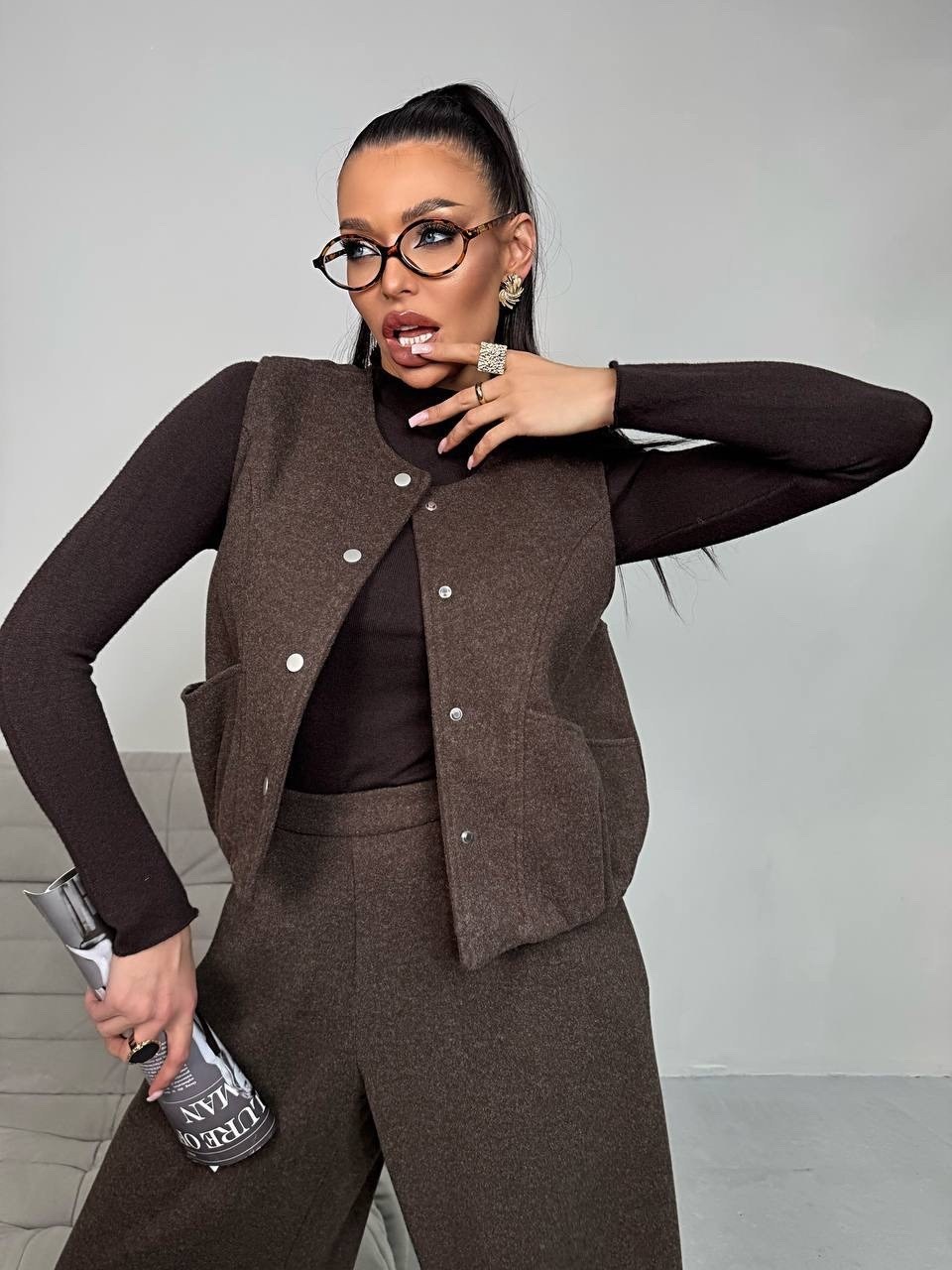 стильная жилетка,трикотажные костюмы,кашемировый костюм,женский костюм,костюм тройка женский