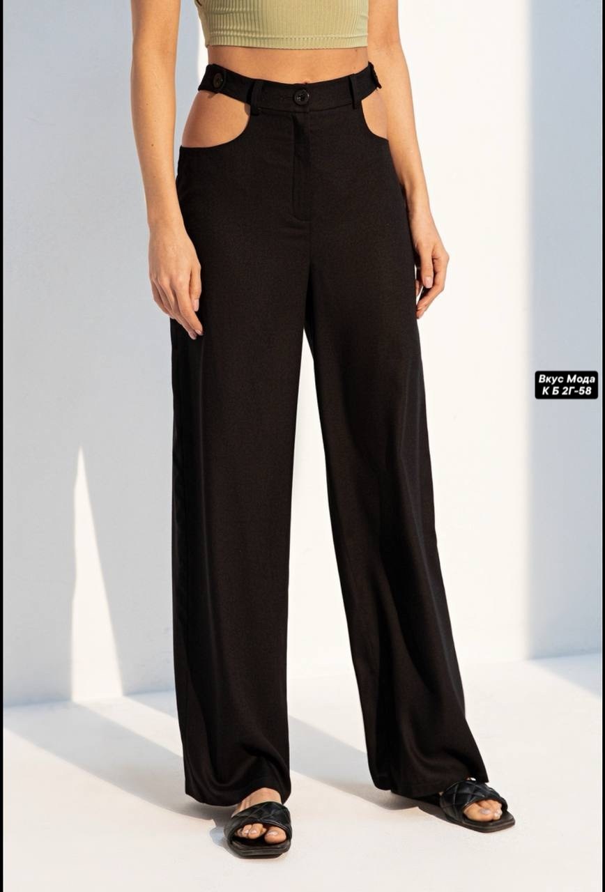 брюки с вырезами,черные широкие брюки,повседневные брюки,модные брюки