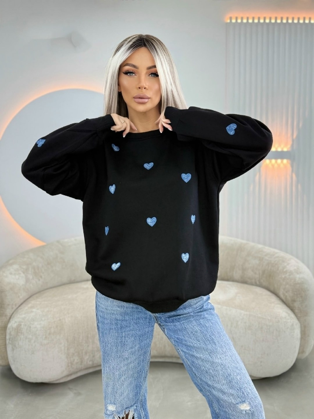 свитшот женская,женская кофта,свитшот оверсайз,свитшот с сердечками,кофта толстовка