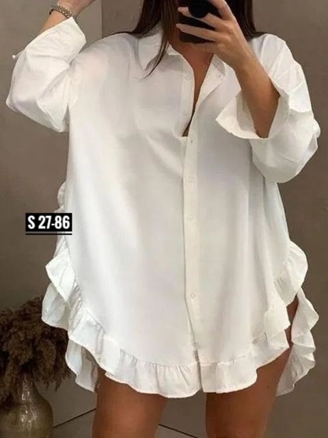 блузка с оборками,рубашка туника женская,повседневная рубашка,рубашка платье,рубашка с оборками
