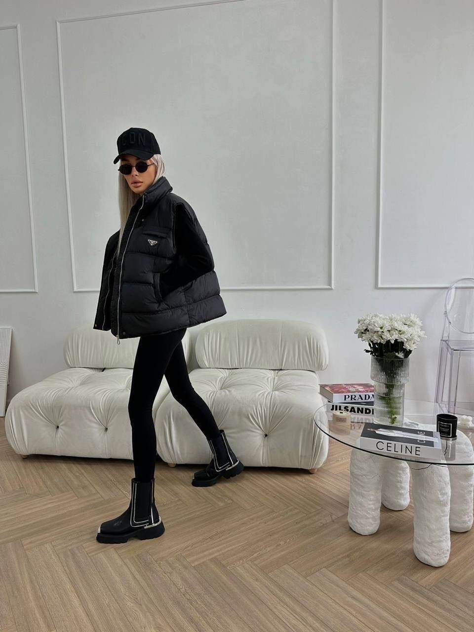 жилетка прада,стильная жилетка,женская жилетка,жилет женский черный,женский жилет prada