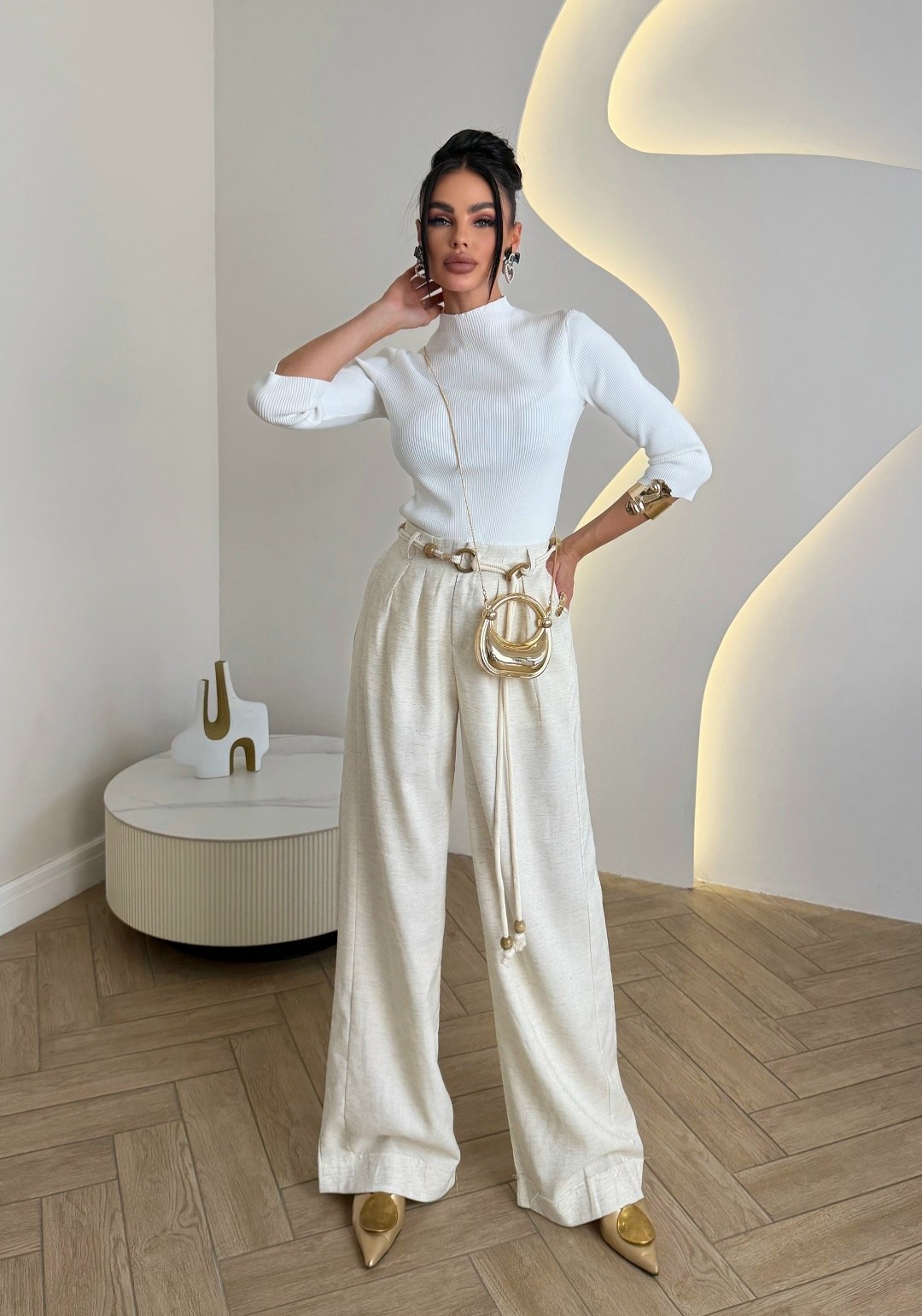 стильные наряды,стильные образы,брюки-палаццо,женственный стиль