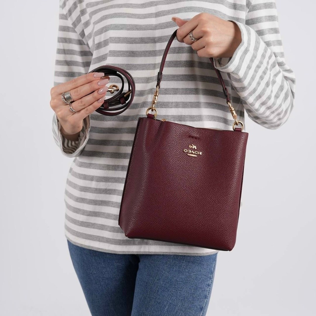 cумка coach,сумка coach через плечо женская,сумка женская coach,бордовая сумка,coach сумка ведро