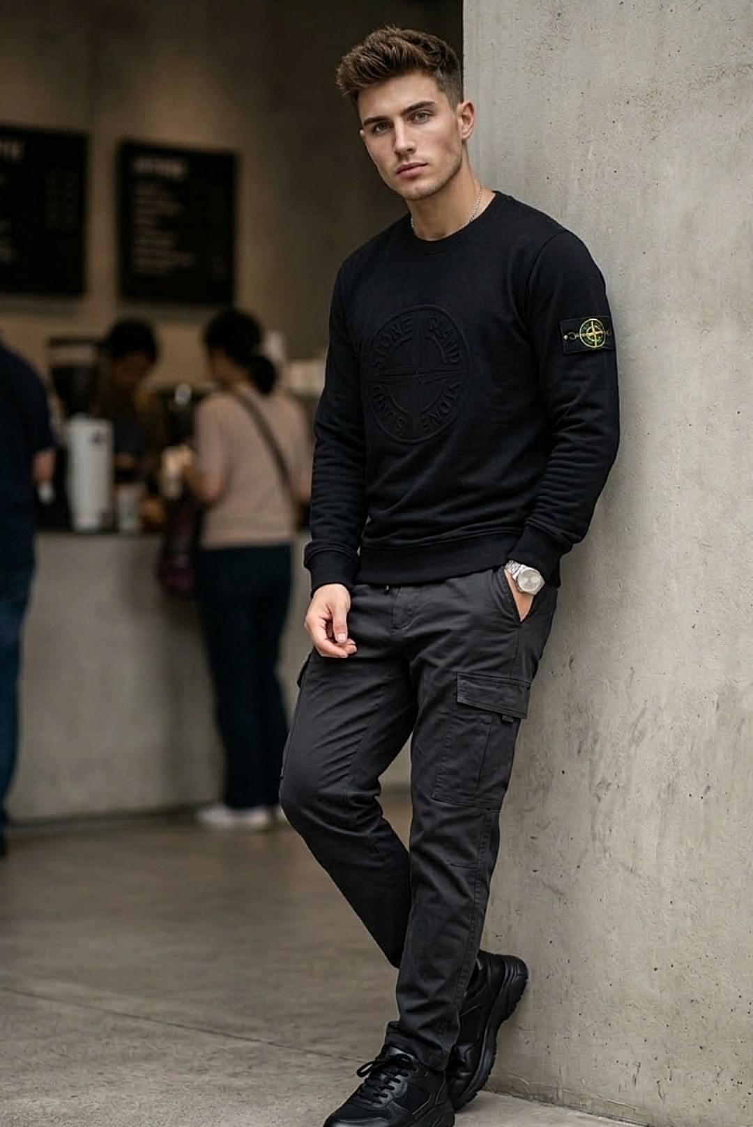 мужской свитшот stone island,стон айленд свитшот,свитшот stone island,свитшот stone island черный,свитшот stone island casual стиль