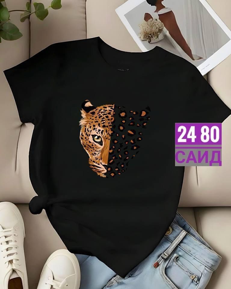 футболка с леопардовым принтом,футболка с леопардом,женская футболка,женские футболки с принтом,женские футболки maycaur с леопардовым принтом