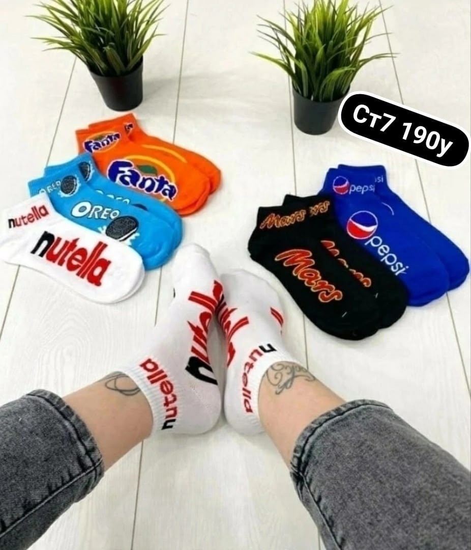 носки цветные с принтами,носки комплект,носки фанта,носки короткие с принтом,набор женских носков с принтом