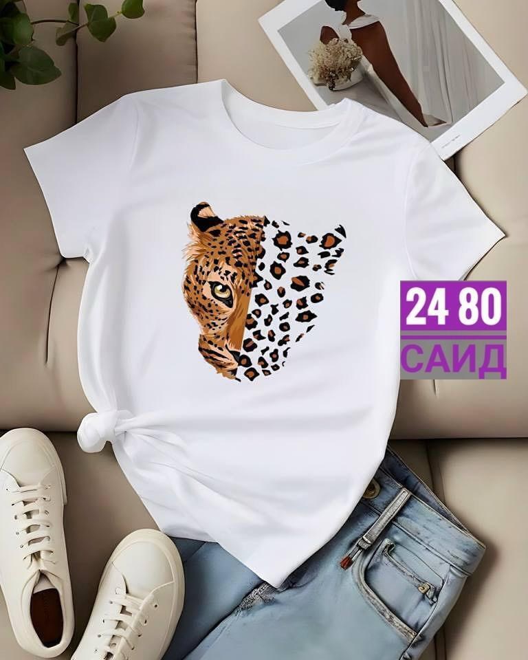 футболка с леопардовым принтом,футболка с леопардом,женская футболка,женские футболки с принтом,женские футболки maycaur с леопардовым принтом